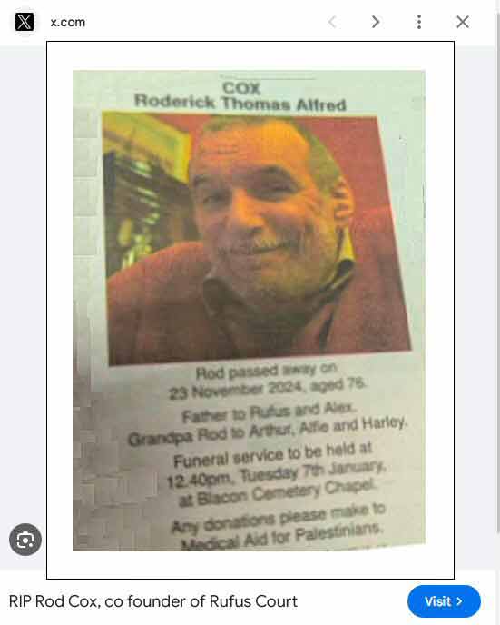 Chestertourist.com - Rufus Court RIP Rod Cox